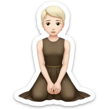 Submissive man on knees wearing female clothes sticker