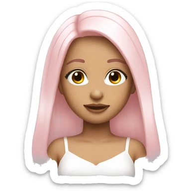 pretty angelic girl with straight light pink hair and long lashes sticker