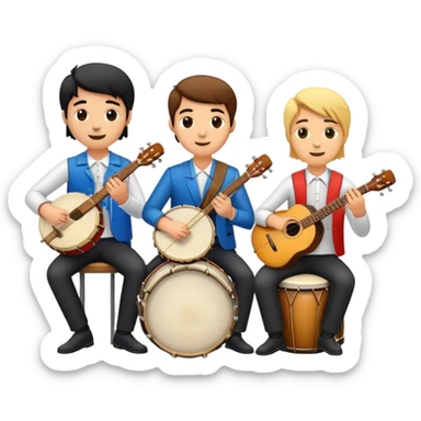 Bande of music 3 peoples one drum one guitar and one keys sticker