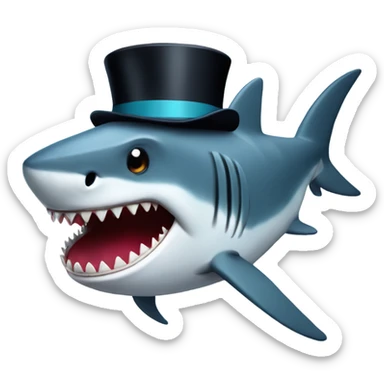 Shark with a top hat sticker