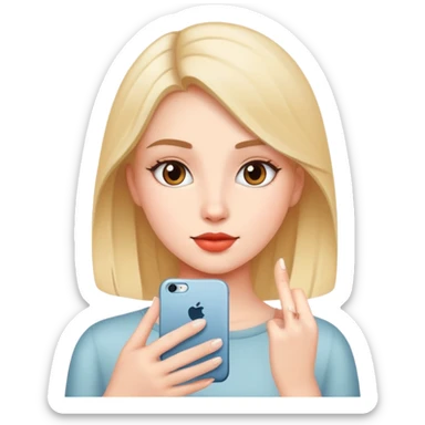 beautiful girl use iphone sticker