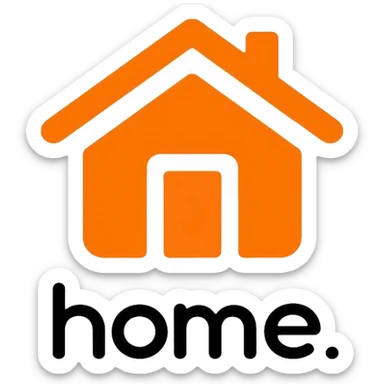 home with the text "tell", use #f06821 orange as the main color sticker