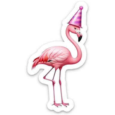 Flamingo wearing party hat sticker