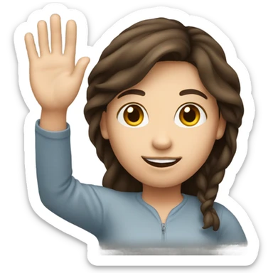 Brunette white girl waving sticker
