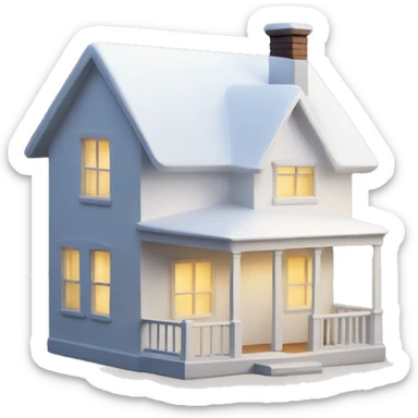 House with white paint with lights in the window sticker