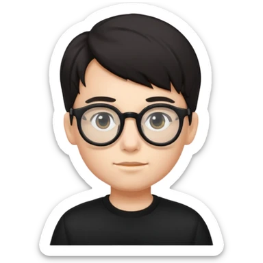 boy with big glasses,black wear sticker