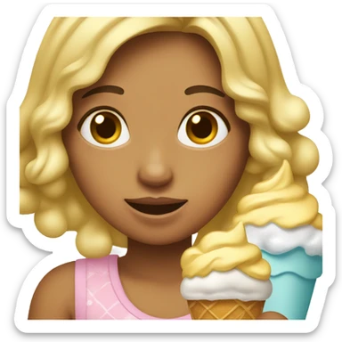 A girl with ice cream all over her face sticker