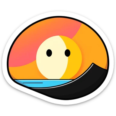 semicolon with a sunset inside, playful cartoon sticker style sticker