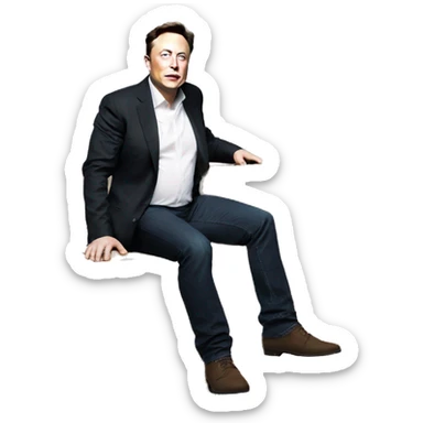 Elon Musk stepping on a box sticker
