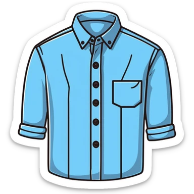 light blue and white vertically striped button down shirt, isolated sticker