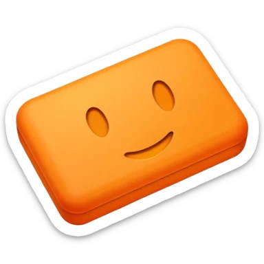 an orange rectangle with CM written inside sticker