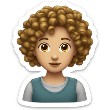 Fille au cheveux bouclés boude sticker