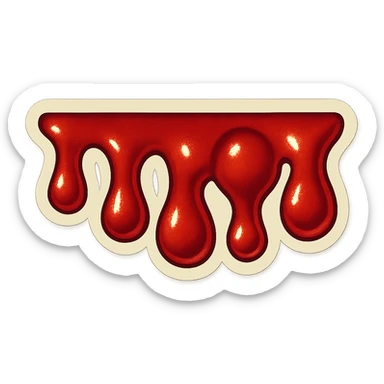 dripping blood with all drips extremely short and stubby, retro sticker style, wide and half-height image sticker
