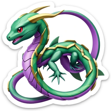 Pokemon legendary purple and cian crystal rayquaza sticker