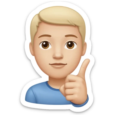 straight face with hand with thumb sticking right sticker