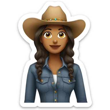 latina with a cowgirl hat sticker