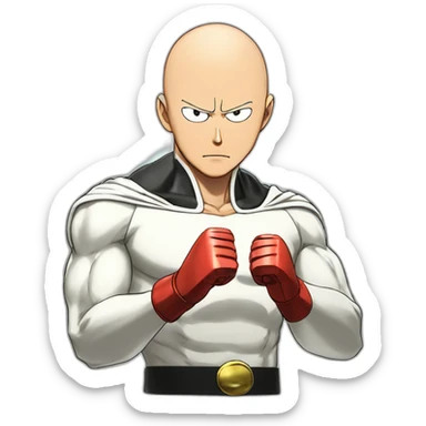 Saitama from one-punch-man punching an illuminati sticker