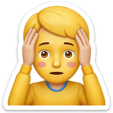 yellow face emoji with hand on forehead expressing frustration or embarrassment, clear and simple expression sticker