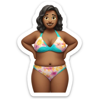 an obese woman in a bikini sticker