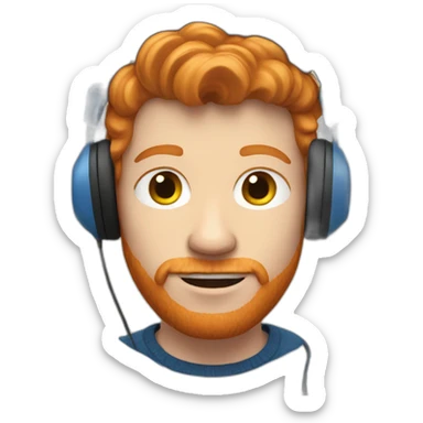 Ginger man wearing headphones and blue jumper sticker