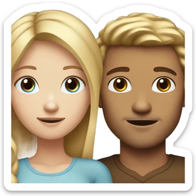 A blonde haired girl with her brown haired boyfriend. They both have blue eyes  sticker