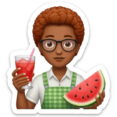 black person holding watermelon and chicken and koolaid sticker