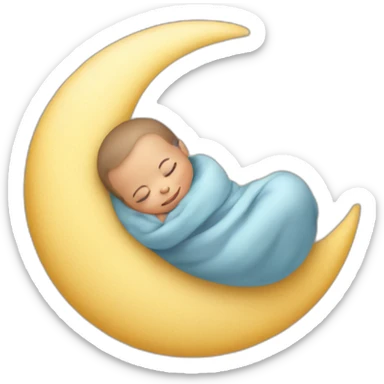 The newborn sleeps on the moon sticker