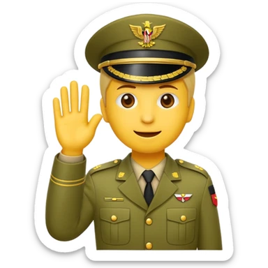 Eine salutierenden Emoji (Hautfarbe: gelb ) in Armee Klamotten männlich; salutierend mit der rechten Hand und auf der Höhe der Stirn sticker