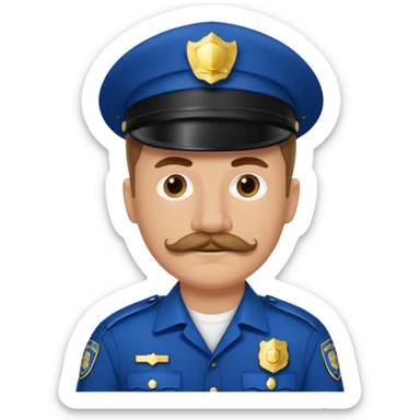 white men with mustache wear police's uniform sticker