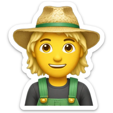 blonde male farmer with straw sticker