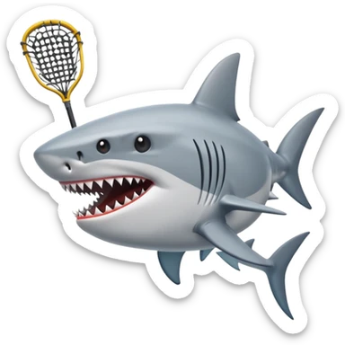 Shark playing lacrosse  sticker