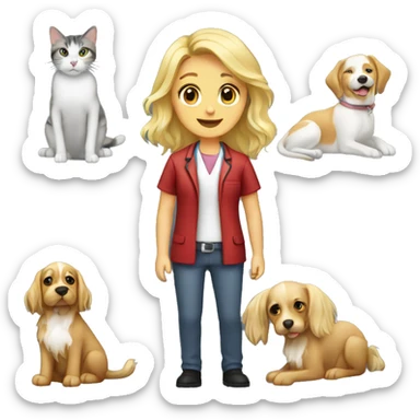 Blonde veterinary long hair with cat and dog sticker