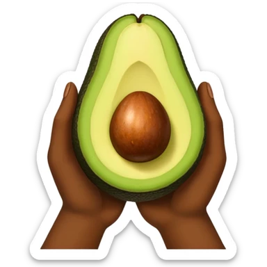 hands holding a so small avocado sticker