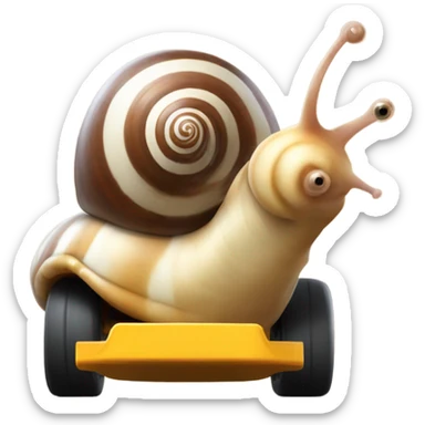Snail driving a go kart sticker