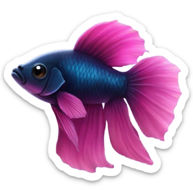 beta fish that is beautiful like the dark ocean and bright like a pink sunrise, add cute little stars and make the hue of this like a sunset but also midnight  sticker