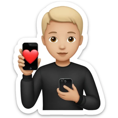 person silhouette holding a phone with a heart sticker