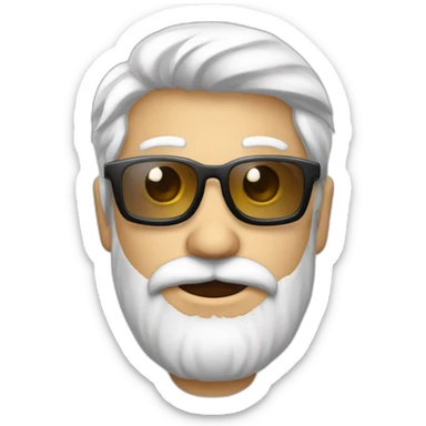 hombre blanco calvo con barba corta blanca y gafas metálicas sticker