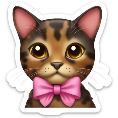 Tortoiseshell cat with pink bow sticker