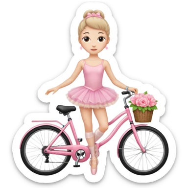 Pretty ballerina on a bicycle sticker