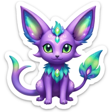 Shiny Exotic Cute Nebulae Sparkly Espeon-Meganium-Aurorus-Amaura-Hybrid-Creature with pattern-markings sticker