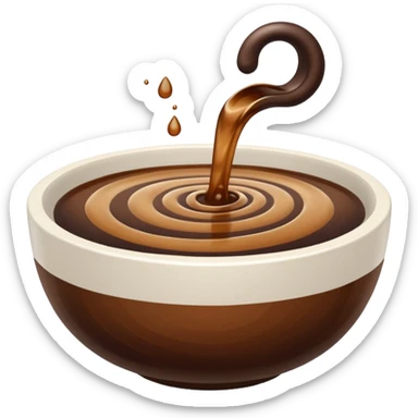 brown liquid in white bowl sticker