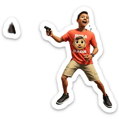 realistic male with gun sticker