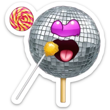 hairy disco ball eating a lolipop sticker