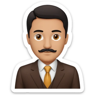 Jorge Palomino Y Cañedo with brown eyes, black hair and thin mustache, dark brown suit  sticker