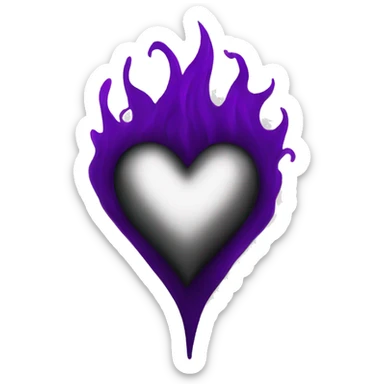 Black heart purple flame sticker