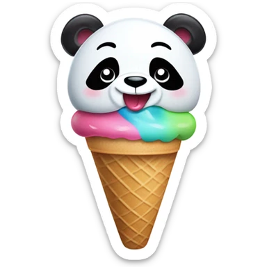 Panda eating ice cream sticker