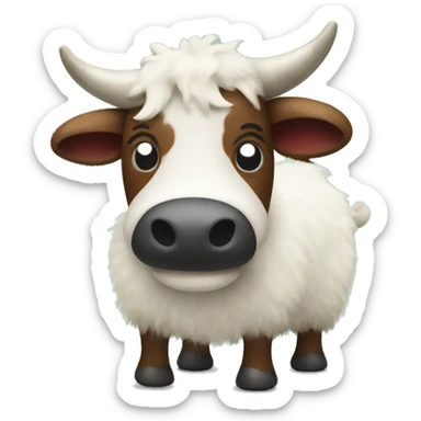 Fuzzy Christmas cow sticker