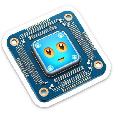 Cute AI processor chip with glowing circuits sticker