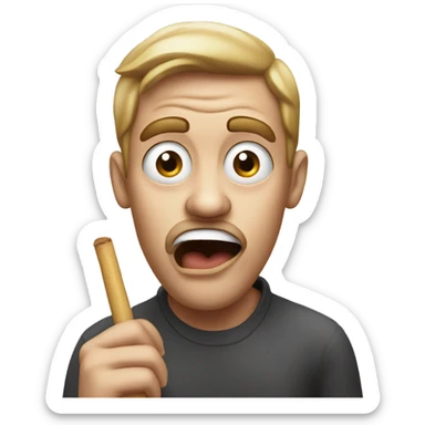 very shocked face holding a blunt sticker