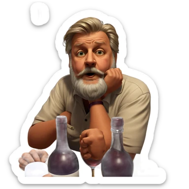 old man with wine glass sticker